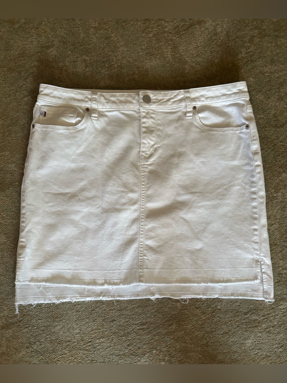 Dear John Women’s Size 31 White Denim Skirt Raw Frayed Hem Stretch
